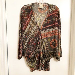 New Fuzzi Gaultier Jersey Kimono Cardigan Jacket Stretch Jersey Drape Top Print